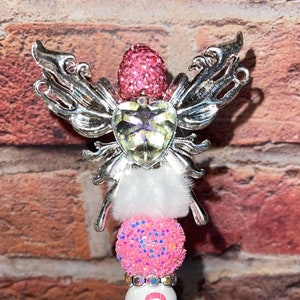 MOOIE BLING-PEN!!! Blingy Breast Cancer Awareness Pen, dubbelzijdig met prachtige zilveren vlinder met helder edelsteencentrum