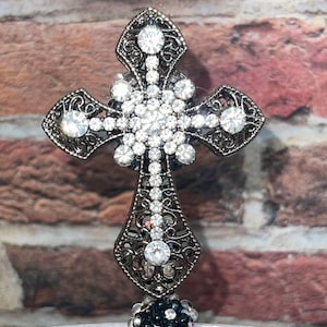 BEAU STYLO BLING !!! Stylo double face blingy gun metal noir taille standard style gothique croix