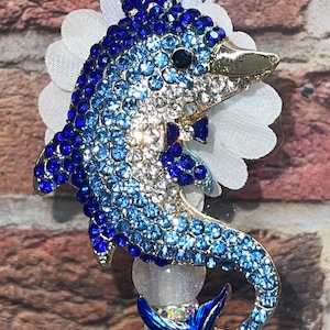 MOOIE BLING-PEN!!! Blingy strass dolfijn en bloem dubbelzijdige handgemaakte pen!!!