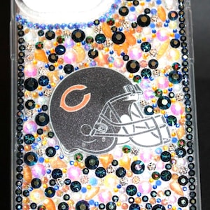 Hand Decorated Chicago Bears iPhone 13 Pro Max Blinged Phone Case