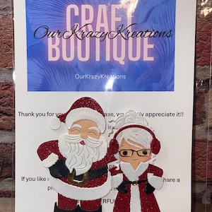 NOVO!!! Papai Noel e Sra. Noel com glitter feitos à mão!!!