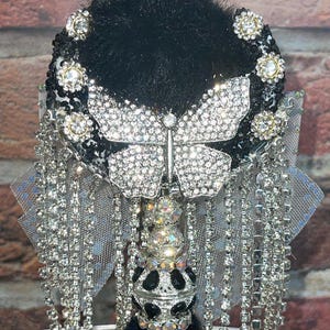 MOOIE BLING-PEN!!! Met blingy versierde strass vlinder- en cameestrik dubbelzijdige handgemaakte pen met handgemaakte brandpuntkraal!!!