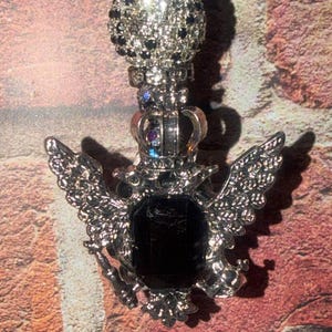 Black Crystal Wing Keychain, Gothic Rhinestone Beaded Purse Charm, Silver and Black Statement Bag Accessory