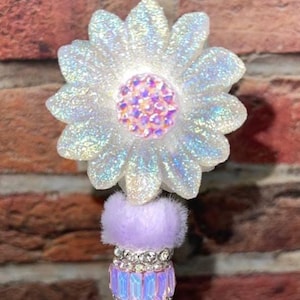MOOIE BLING-PEN!!! Blingy iriserende madeliefje strass dubbelzijdige handgemaakte pen!!