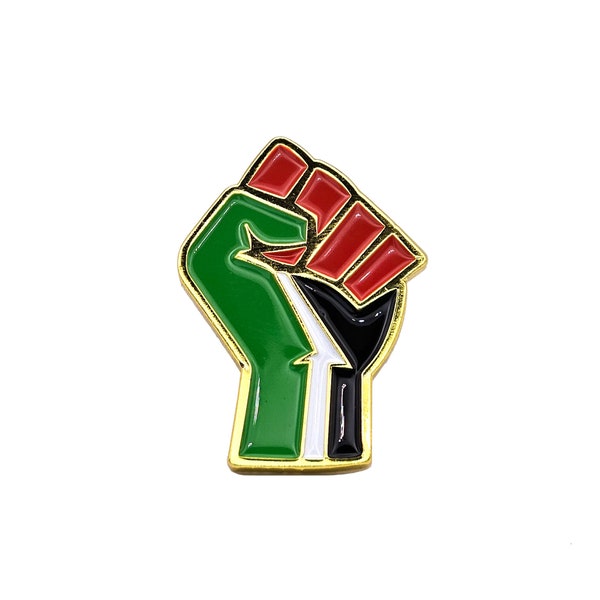 Palestine Pin, Solidarity Fist, Palästina Solidaritätsfaust, Badge, Brosche, Anstecker, Poing Des badges solidaires, Puño Solidario anclar