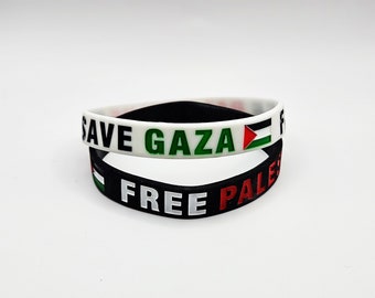 Zwei Armbänder "Free Palestine Save Gaza" Palästina Gaza 2St. Two bracelets Palestine Gaza 2 pcs. Dos pulseras Palestina Gaza 2 unidades.