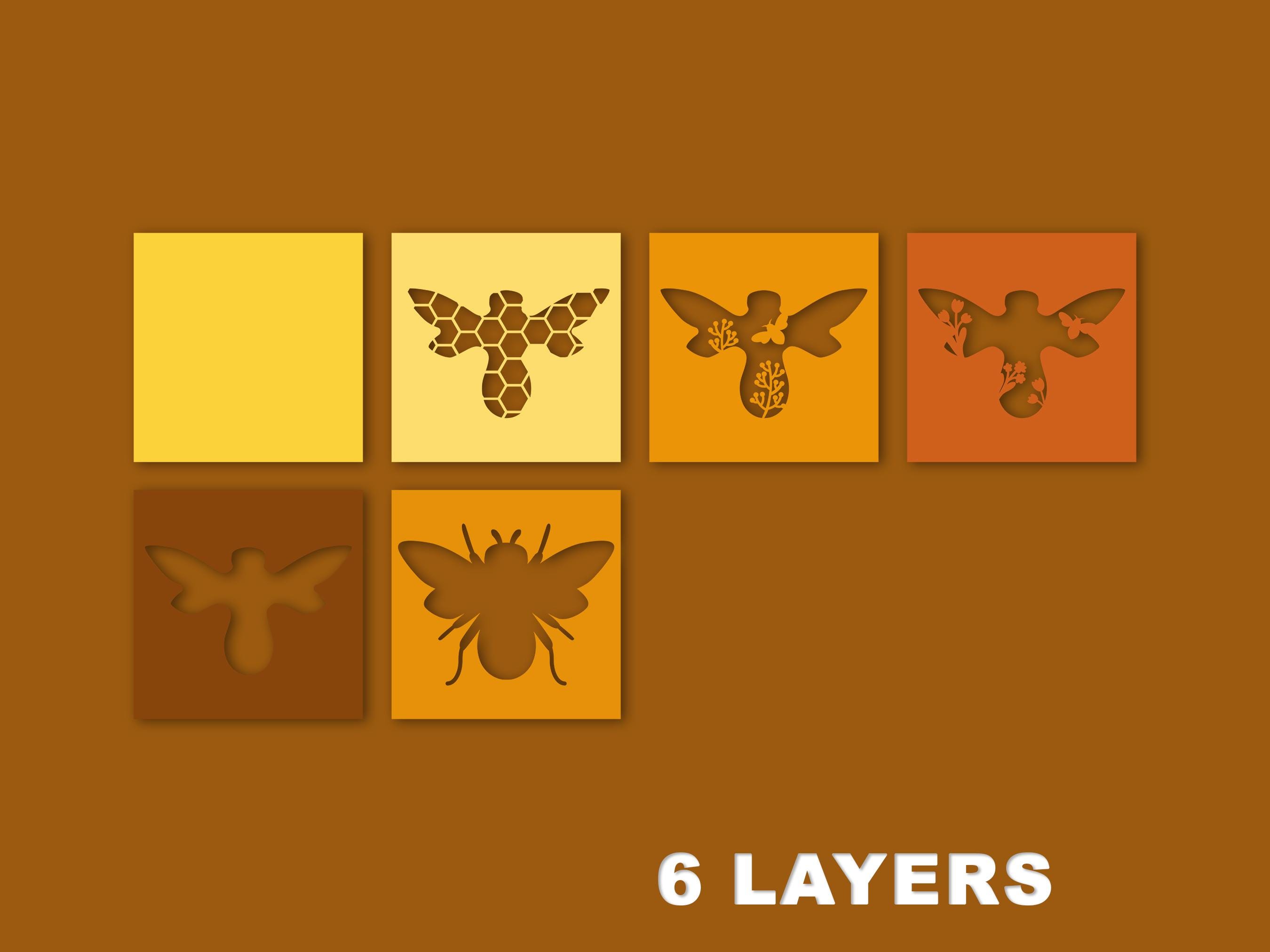 3D Bee Shadow Box Layered SVG File for Paper Cutting, 3d Papercut Svg ...