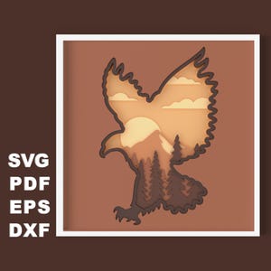 3D Eagle Shadow Box Layered SVG file, 3d Papercut svg, Layered Cardstock svg, Silhouette files, Cricut files