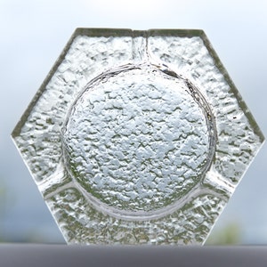 Heavy vintage glass hexagon ashtray