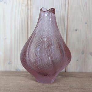 Czech Glass Vase - Manufacturer Zelezny Brod - Designed by Miroslav Klinger - Pink with sandblasted decoration - Alexandrit - Mid Century