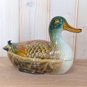 Subtil Portugal Mallard Duck Tureen, Ceramic Lidded Dish, P62A, Vintage 1970s