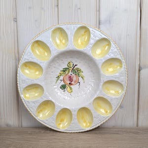 Hand Painted Italian Egg Plate, Ceramic Serving Dish Italy, Mid Century Tableware, Vintage 1960s