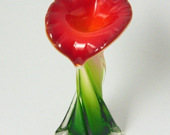 Jarrón de cristal Soliflower Calla Lily, Murano Vintage '60