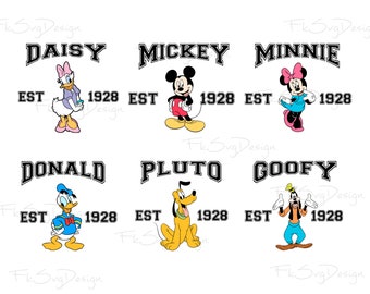 Mouse and Friends Est. 1928 Png, Family Vacation Png, Family Trip Png, Png Files For Cricut, Silhouette, Cut File, Sublimation