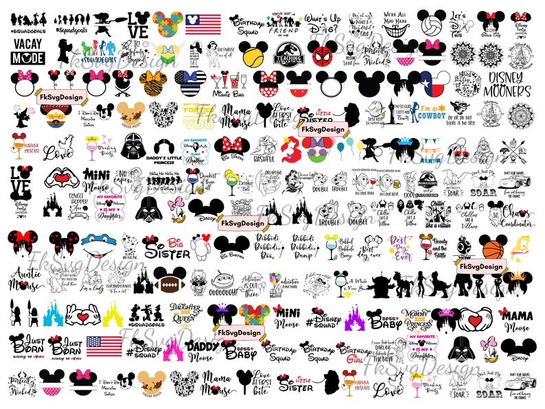 80000 Mega Svg-bundel, Svg-bestand voor Cricut, bestanden Cricut silhouet, muis Svg-bundel, bevroren, Moana, Ariel, Elsa, Stitch, Toy Story, Poeh afbeelding 9