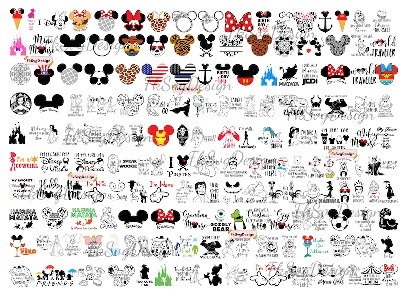 80000 Mega Svg-bundel, Svg-bestand voor Cricut, bestanden Cricut silhouet, muis Svg-bundel, bevroren, Moana, Ariel, Elsa, Stitch, Toy Story, Poeh afbeelding 5