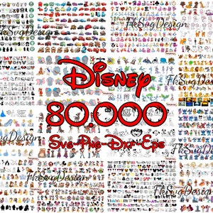 80000 Mega Svg Bundle, Svg File For Cricut, Files Cricut Silhouette, Mouse Svg Bundle, Frozen, Moana, Ariel, Elsa, Stitch, Toy Story, Pooh image 1