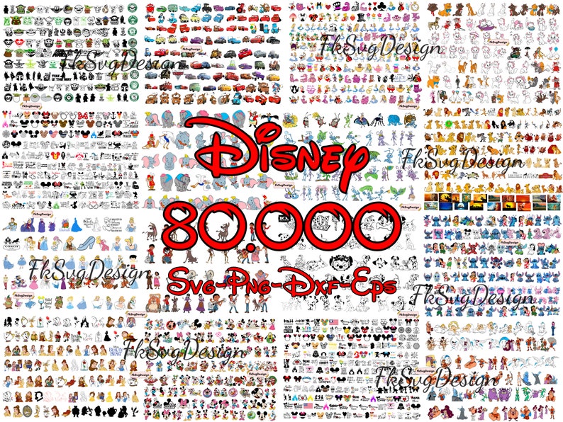 80000 Mega Svg Bundle, Svg File For Cricut, Files Cricut Silhouette, Mouse Svg Bundle, Frozen, Moana, Ariel, Elsa, Stitch, Toy Story, Pooh image 1