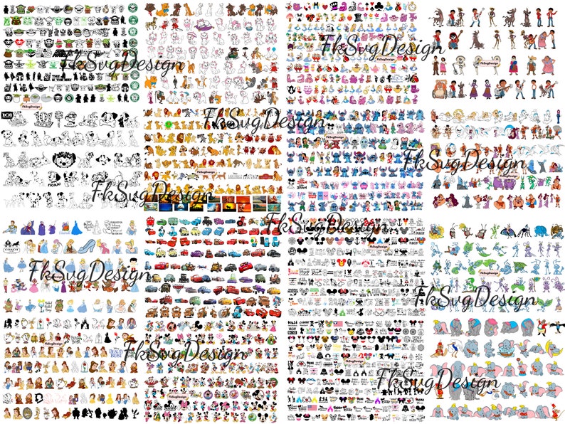 80000 Mega Svg-bundel, Svg-bestand voor Cricut, bestanden Cricut silhouet, muis Svg-bundel, bevroren, Moana, Ariel, Elsa, Stitch, Toy Story, Poeh afbeelding 2