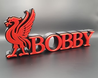 Personalised LFC Liverbird, Football Fan, Custom Name Plate, Desk Sign, Office Desk, Name plaque, LFC, YNWA