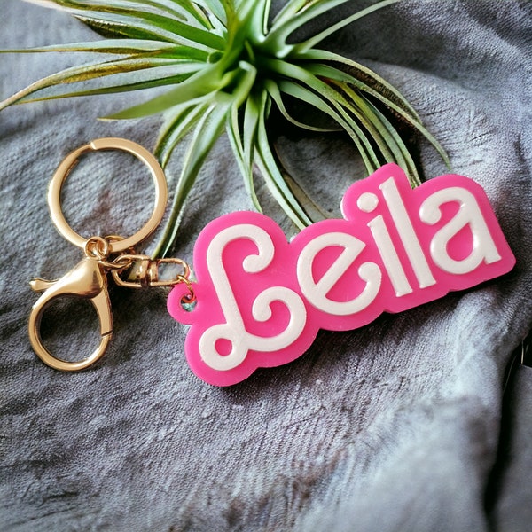 Personalised Doll Theme 3D Keychain / party bag filler / key ring / Bag charm / School bag. Two-Tone  - Custom colours - 3D Printed