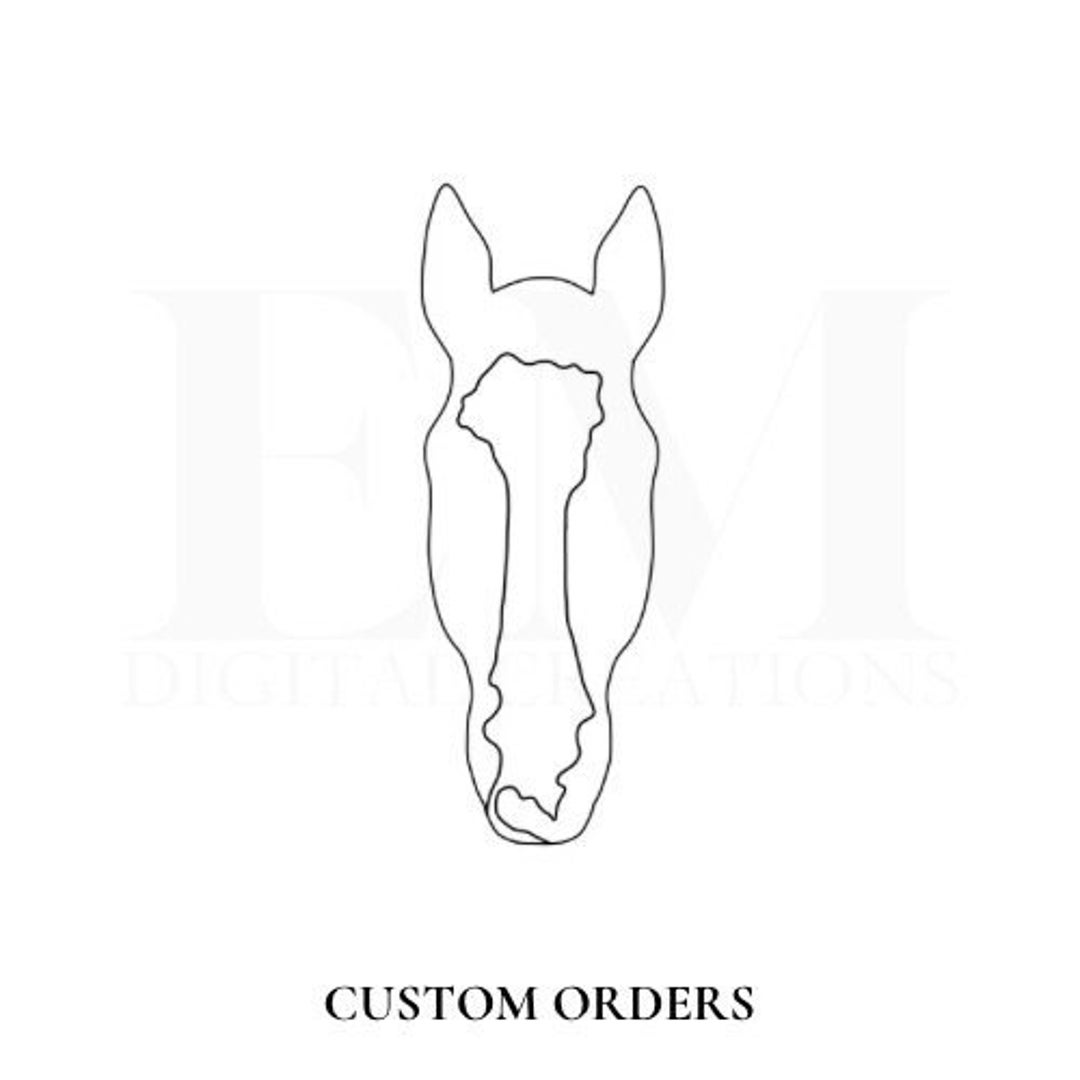 PERSONALIZED Horse Head Digital OUTLINE Horse Art, Pet Art, Custom