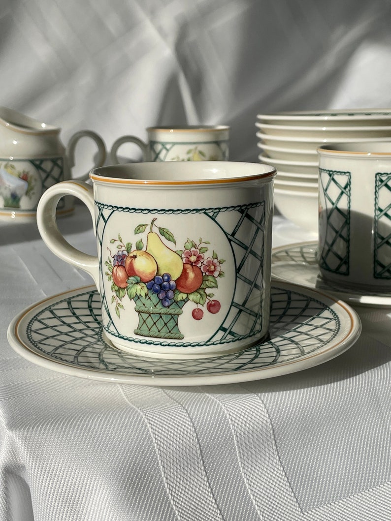 Villeroy & Boch Basket Collection Yellow Trim 4 Cups 4 Etsy