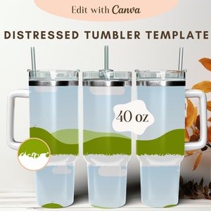 40oz Distressed Tumbler Template, Sublimation Tumbler Template, 40oz Tumbler Wrap Template, Canva Editable Tumbler Template