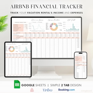 Airbnb Income and Expense Financial Tracker Spreadsheet, Rental Property Management Profit and Loss Template