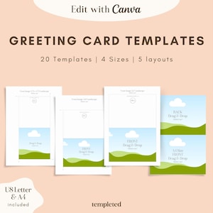 Plantillas de tarjetas de felicitación, plantilla editable de Canva con función de arrastrar y soltar, tarjeta imprimible