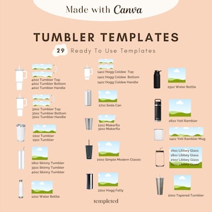 Tumbler Template Bundle, Canva Editable Template For Sublimation Tumblers