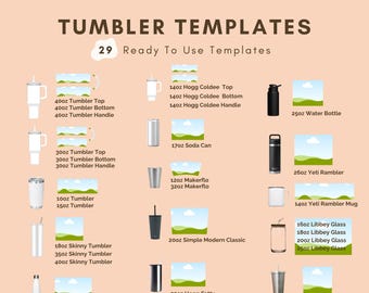 Pacote de modelos de copos, modelo editável do Canva para copos de sublimação