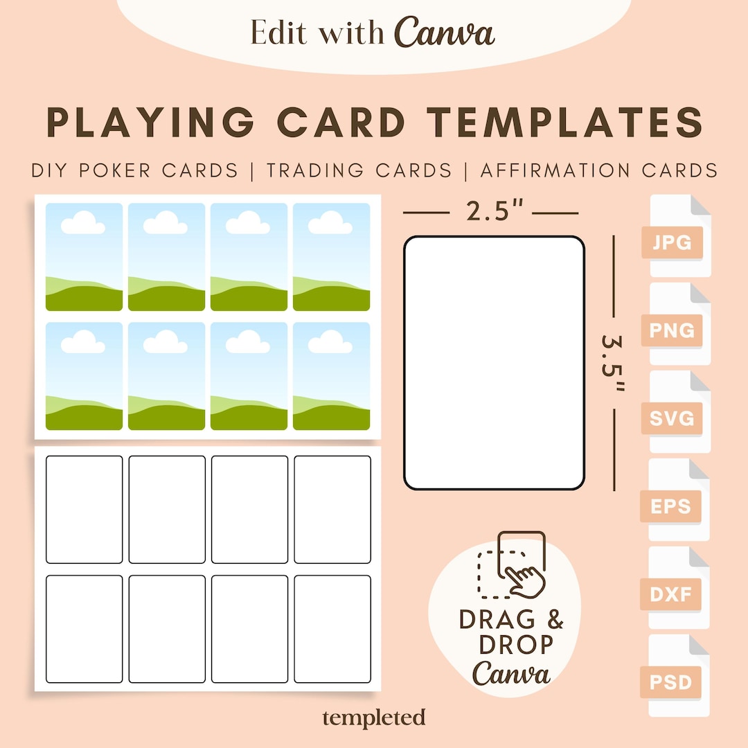 Playing Card Templates, Printable Poker Cards, Blank Custom