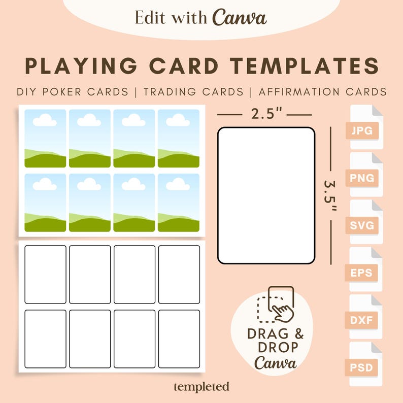 Playing Card Templates, Printable Poker Cards, Blank Custom