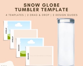 Plantilla para vaso de bola de nieve: purpurina de 590 ml, diseño de Canva (descarga digital)