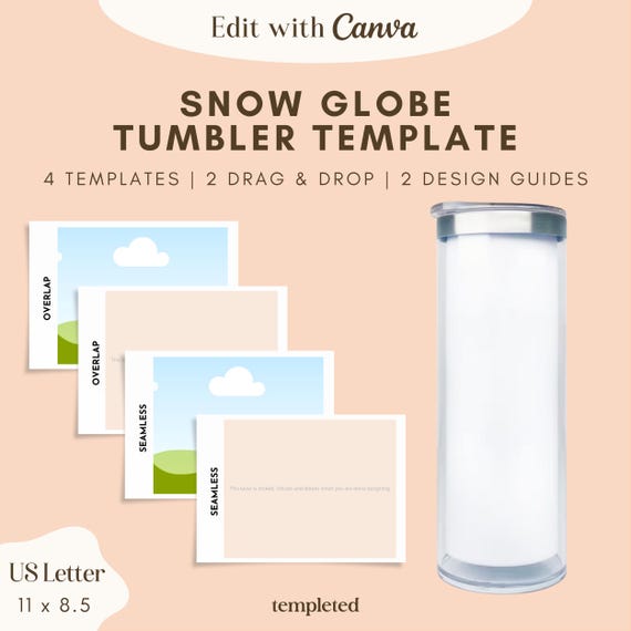 Snow Globe Tumbler Template: Glitter 20oz, Canva Design (Digital Download)