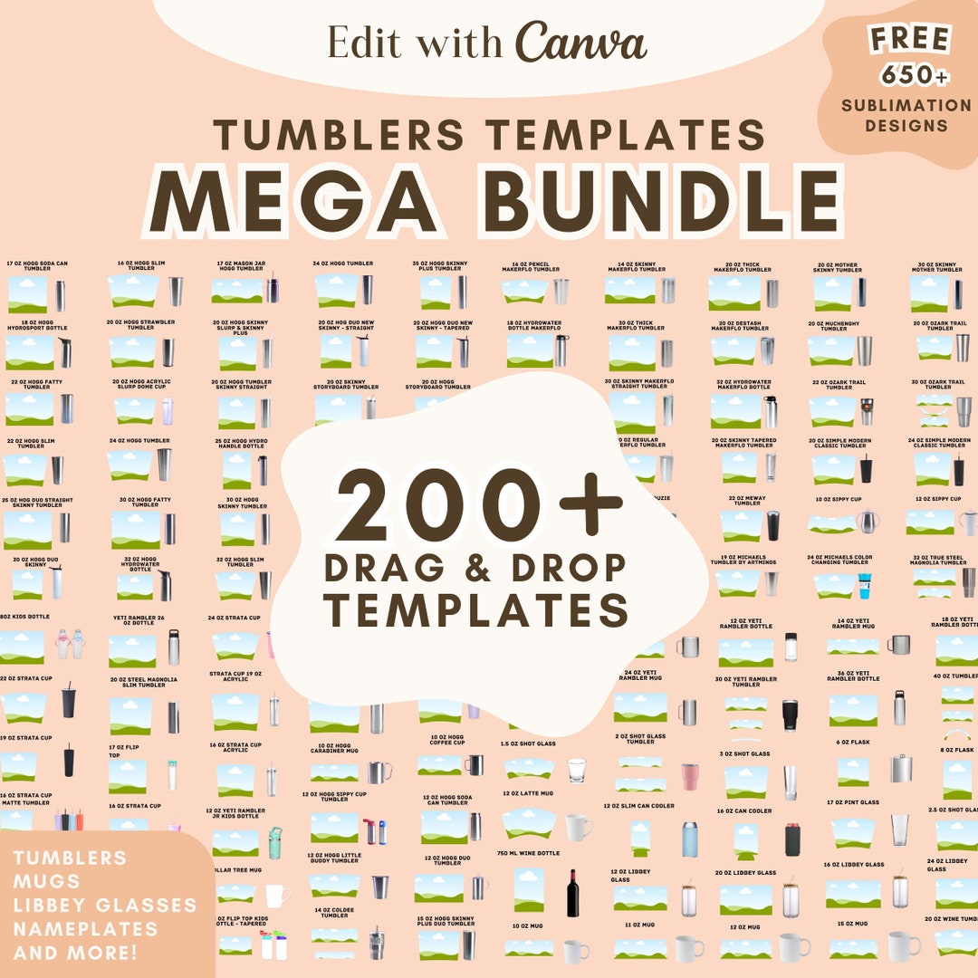 Tumbler Template Bundle, Canva Editable Tumbler Sublimation Template ...