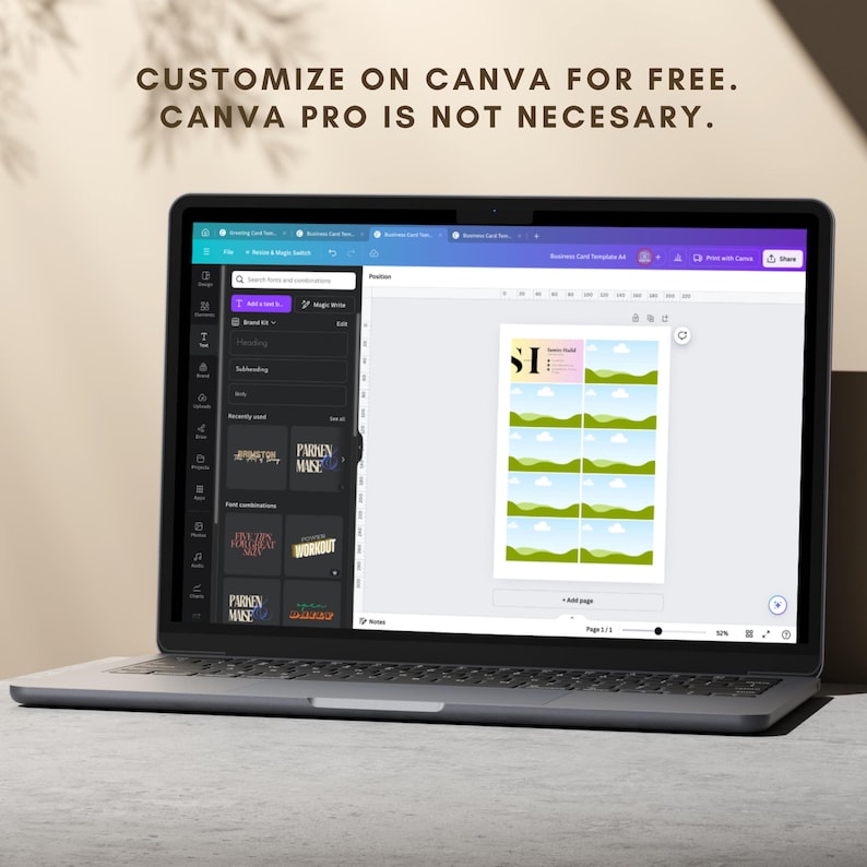 Business card Canva editable diy template
