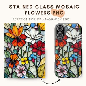 Målat glas vildblomma PNG: Design av telefonskal, sublimering (digital nedladdning)