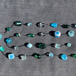 Vintage glass bead and crystal hand knotted necklace