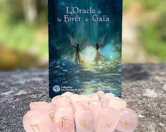 Oracle de la Forêt de Gaïa accompagné de ses Runes gravées dans de magnifiques Quartz Roses