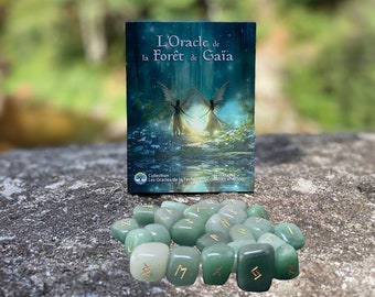 L'Oracle de la Forêt de Gaïa et ses Runes gravées dans de Magnifiques Aventurines Vertes