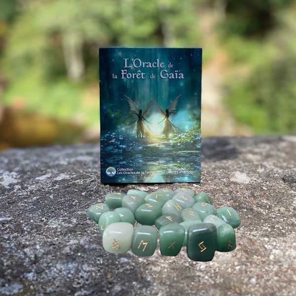 L'Oracle de la Forêt de Gaïa et ses Runes gravées dans de Magnifiques Aventurines Vertes