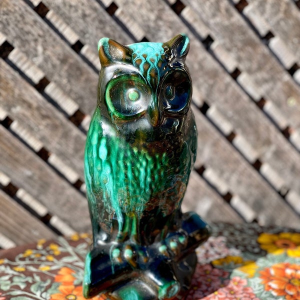 Mid-Century Large Blue Mountain Pottery Owl