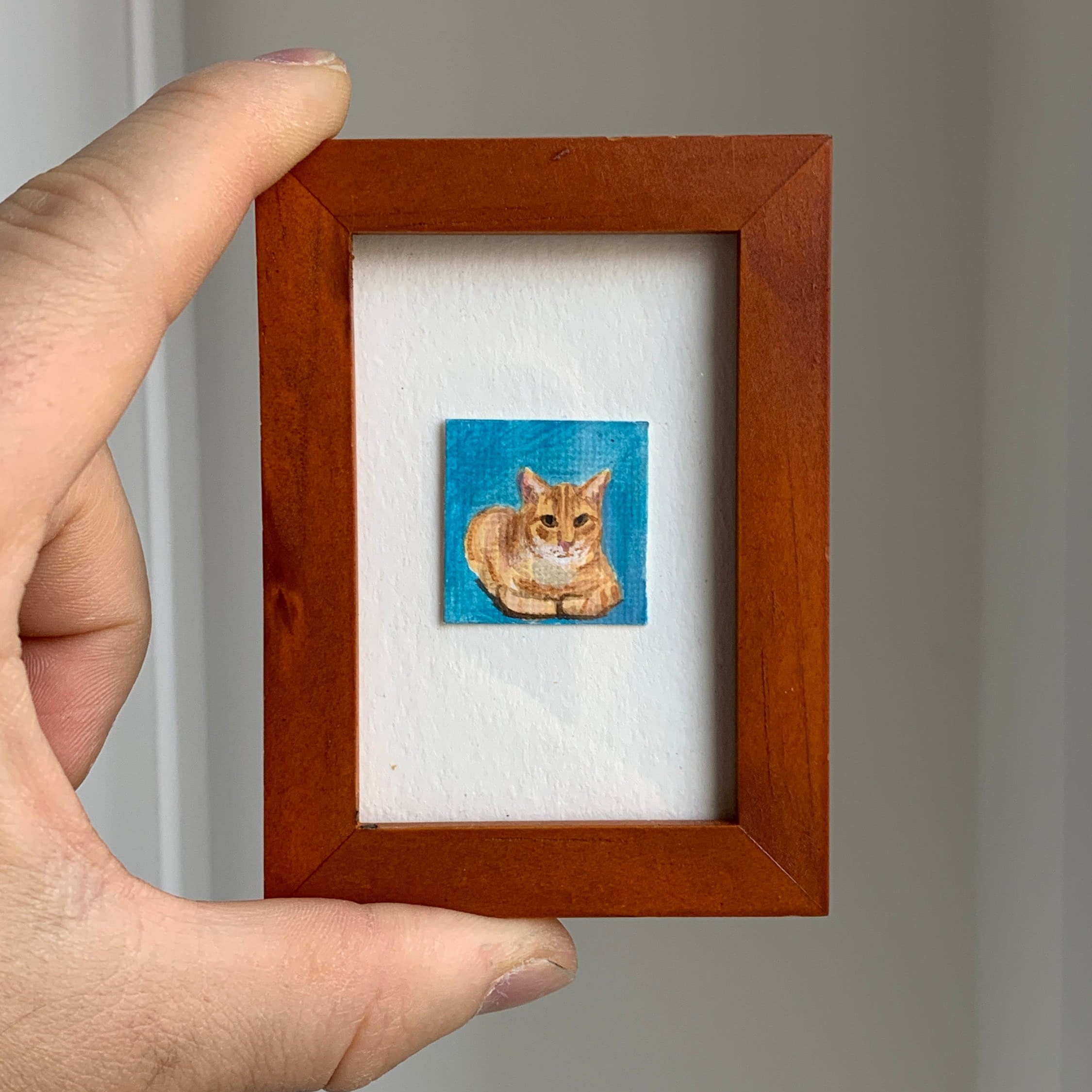 Mini Custom Pet Portrait Paintings Custom Hand Painted Portrait, Cat
