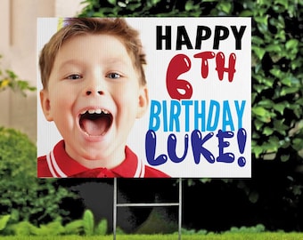 Custom Photo Birthday Yard Sign: 24''x18'' Coroplast Lawn Decoration