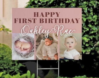 Custom Photo 1st Birthday Yard Sign: Printed Coroplast Decor
