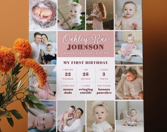 Baby's First Birthday Photo Milestone Sign: Welcome Display