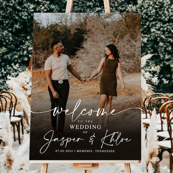 Full Photo Wedding Welcome Sign | Custom Welcome to the Wedding Sign | Personalized Foam Board or Canvas Display