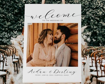 Custom Photo Wedding Welcome Sign: Modern Couple's Entrance, Foam Board or Canvas